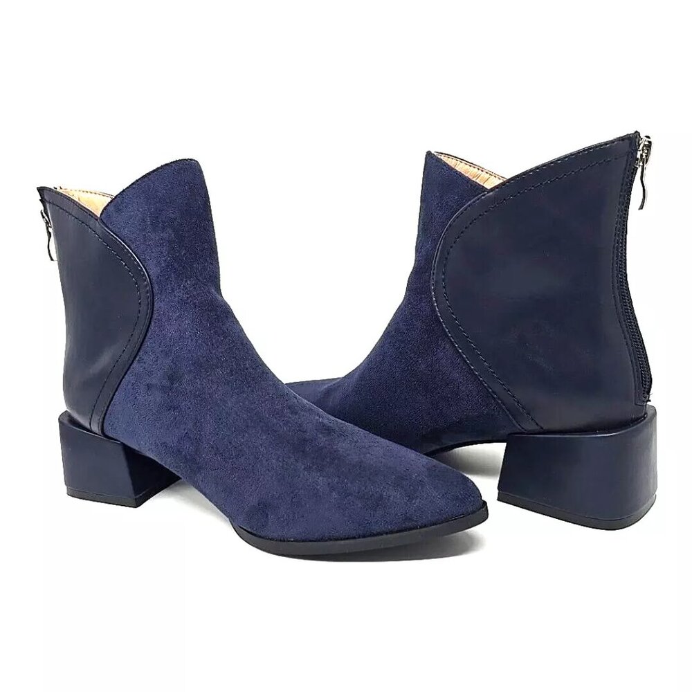 Journee Collection Consuello Block Heel Booties Blue Women's Size WD 8